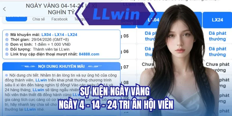 Sự kiện ngày vàng 4 - 14 - 24 tri ân hội viên 